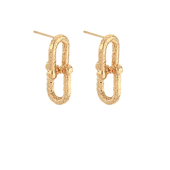 Textured & Linked U Shape Earrings - Picture 1 of 1